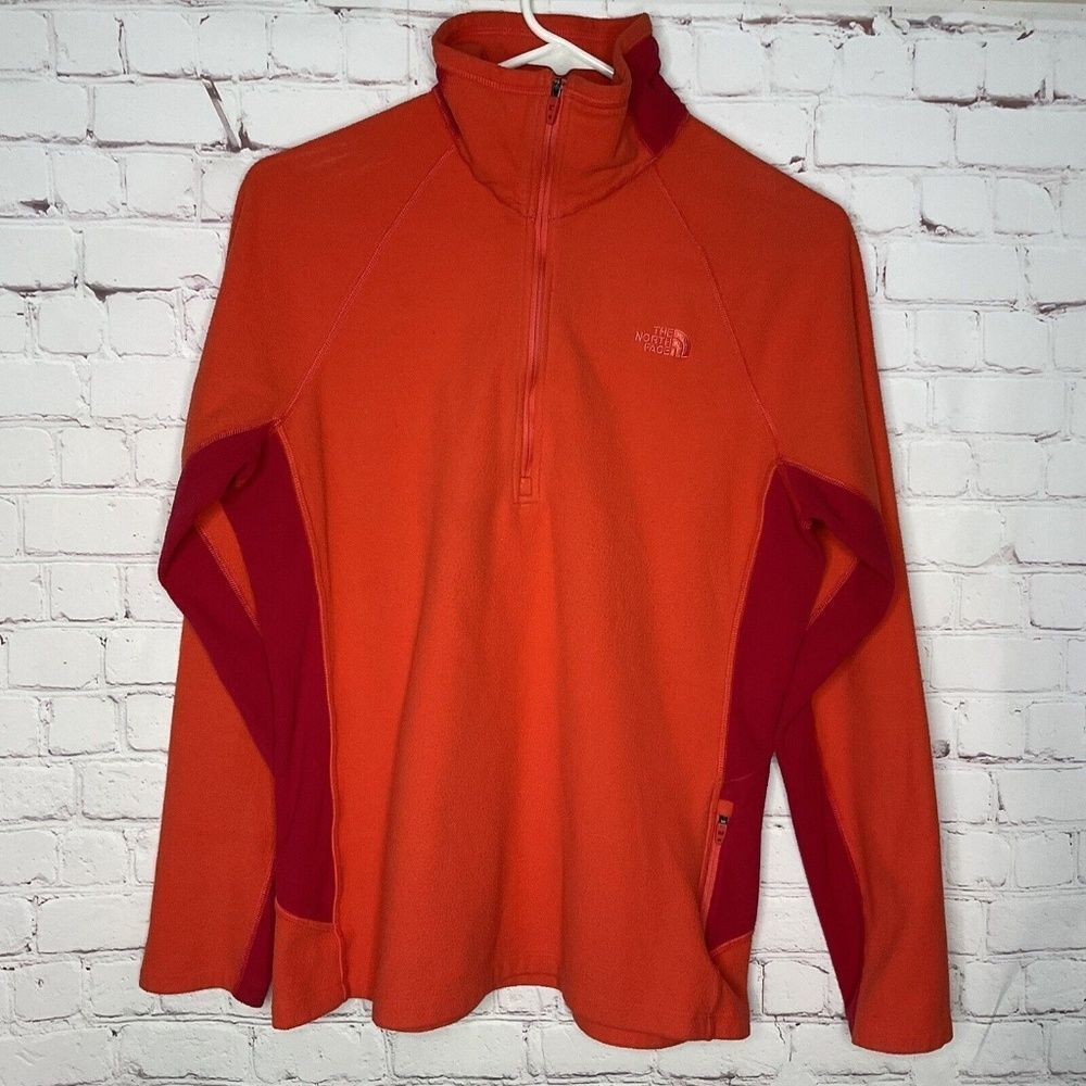 The North Face Women's‎ Size L Peach Long Sleeve 1/2 Zip Mockneck Fleece Sweater